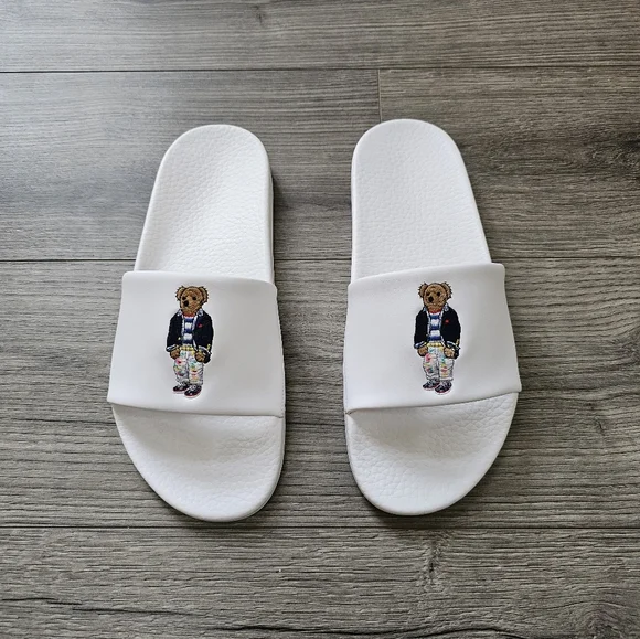 Polo Ralph Lauren Cayson Bear Pool White Sandals Sz 11 New Polo Ralph Lauren Cayson Beach Polo Bear Slide Sandal White  main image 4
